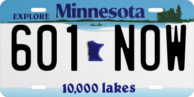 MN license plate 601NOW