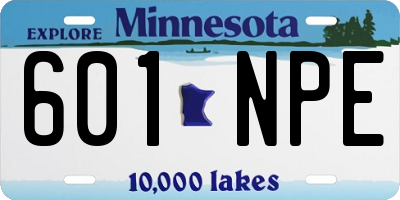 MN license plate 601NPE
