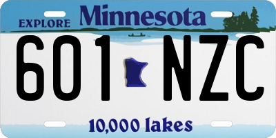 MN license plate 601NZC