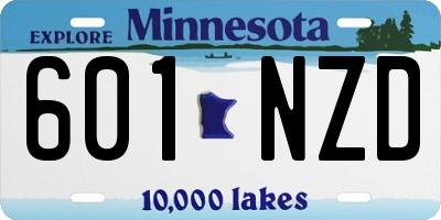 MN license plate 601NZD
