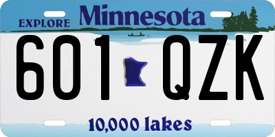 MN license plate 601QZK
