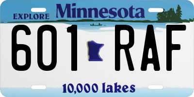 MN license plate 601RAF