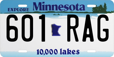 MN license plate 601RAG