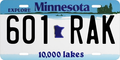 MN license plate 601RAK