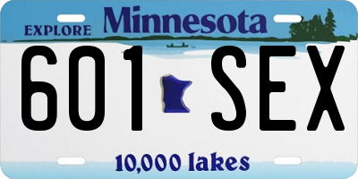 MN license plate 601SEX