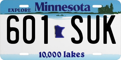 MN license plate 601SUK