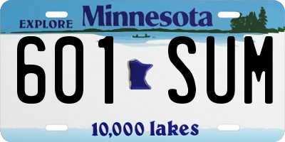 MN license plate 601SUM
