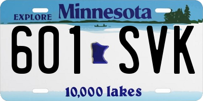 MN license plate 601SVK