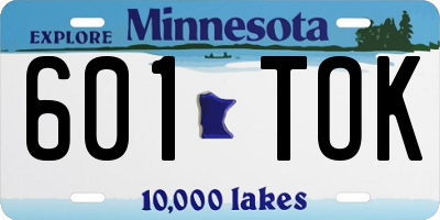 MN license plate 601TOK