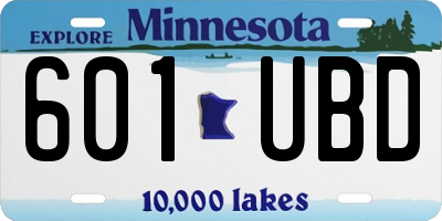 MN license plate 601UBD