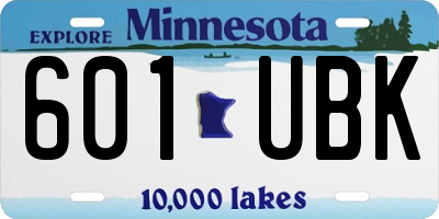 MN license plate 601UBK