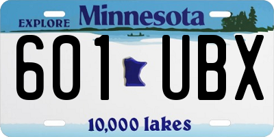MN license plate 601UBX