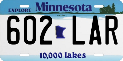 MN license plate 602LAR