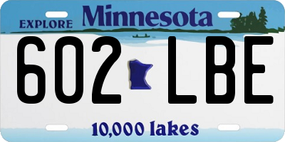 MN license plate 602LBE