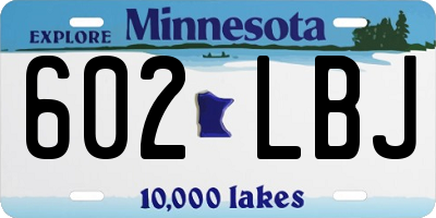 MN license plate 602LBJ