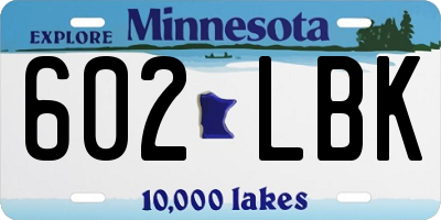 MN license plate 602LBK