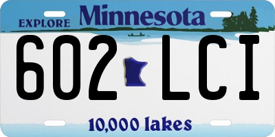 MN license plate 602LCI