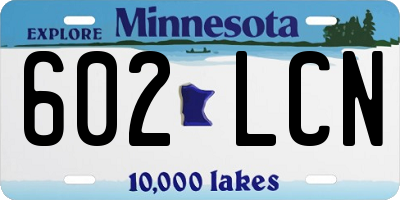 MN license plate 602LCN