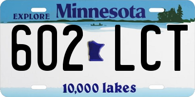 MN license plate 602LCT