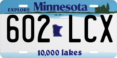 MN license plate 602LCX