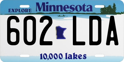 MN license plate 602LDA