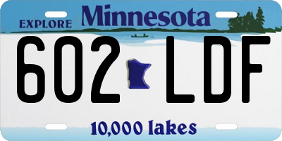 MN license plate 602LDF