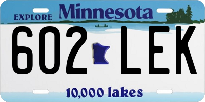 MN license plate 602LEK