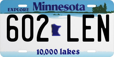 MN license plate 602LEN
