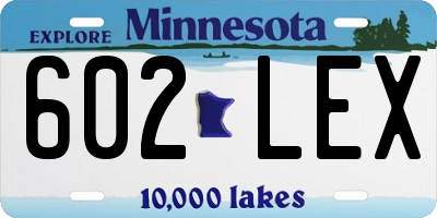 MN license plate 602LEX