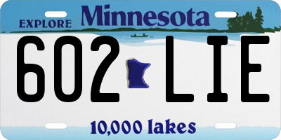 MN license plate 602LIE