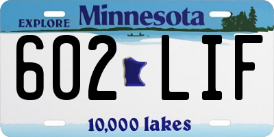 MN license plate 602LIF