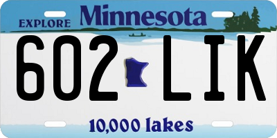MN license plate 602LIK