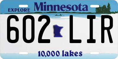 MN license plate 602LIR