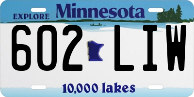 MN license plate 602LIW