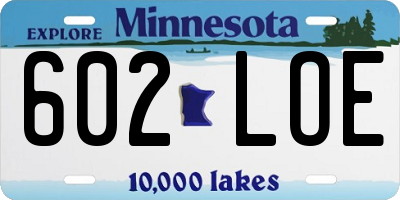 MN license plate 602LOE