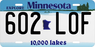MN license plate 602LOF