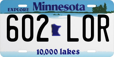 MN license plate 602LOR