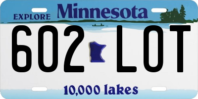 MN license plate 602LOT