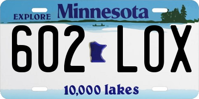 MN license plate 602LOX