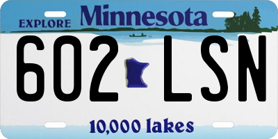 MN license plate 602LSN