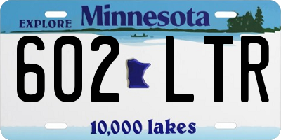 MN license plate 602LTR