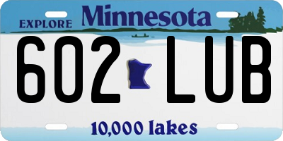 MN license plate 602LUB