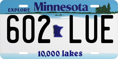 MN license plate 602LUE