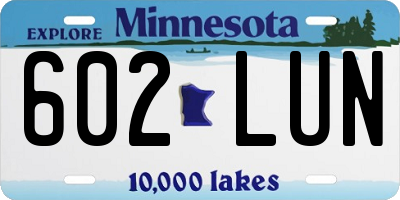 MN license plate 602LUN