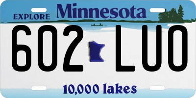 MN license plate 602LUO