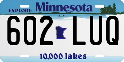 MN license plate 602LUQ
