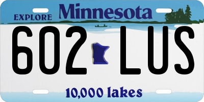 MN license plate 602LUS