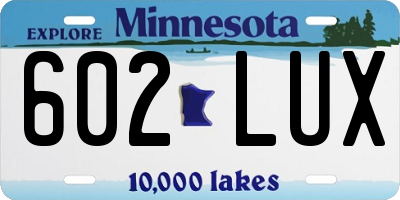 MN license plate 602LUX