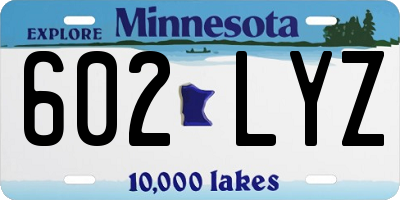 MN license plate 602LYZ