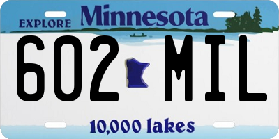 MN license plate 602MIL